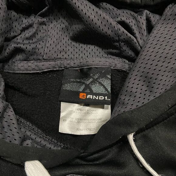 AND1 Streetball Vintage Y2K Athletic Pullover Black Gray Hoodie Men's Size Large - Picture 6 of 9